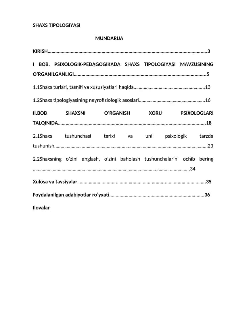 SHAXS TIPOLOGIYASI