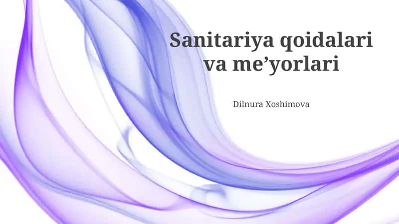 Sanitariya qoidalari va meʼyorlari