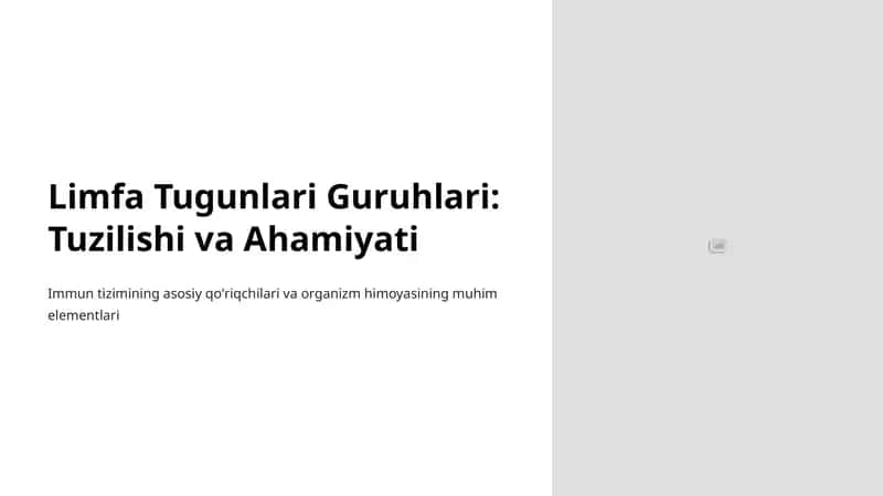 Limfa Tugunlari Guruhlari: Tuzilishi va Ahamiyati