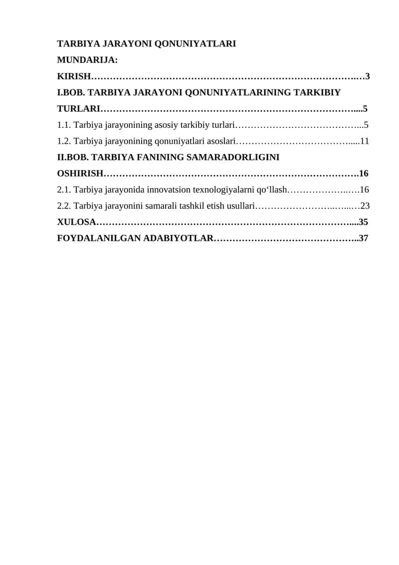 TARBIYA JARAYONI QONUNIYATLARI