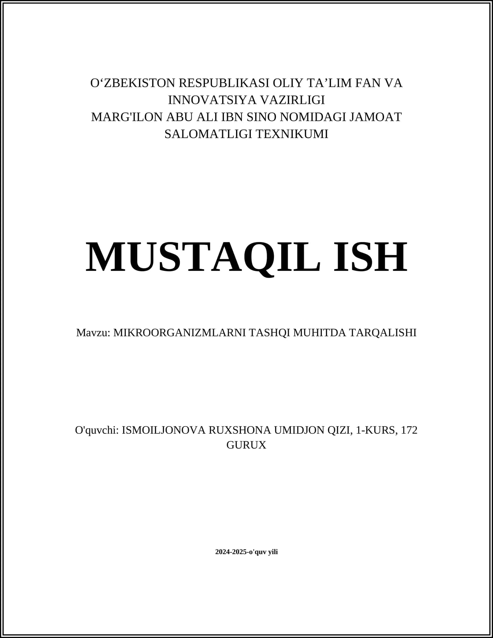 Mikroorganizmlarni tashqi muhitda tarqalishi