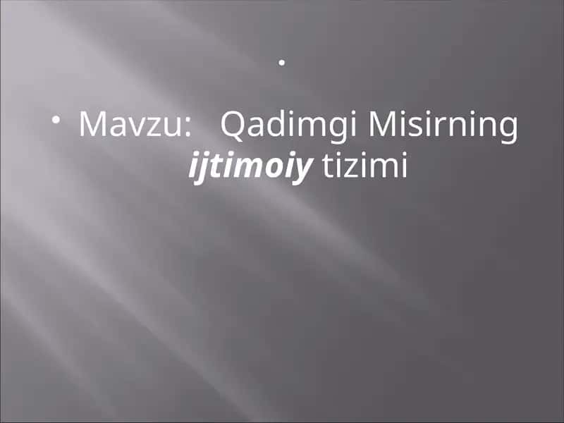 Qadimgi Misirning Ijtimoiy tizimi