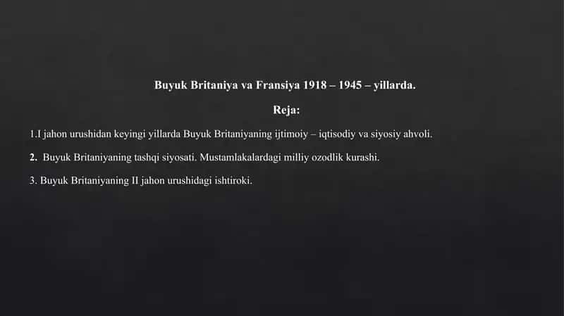 Buyuk Britaniya va Fransiya 1918-1945 yillarda
