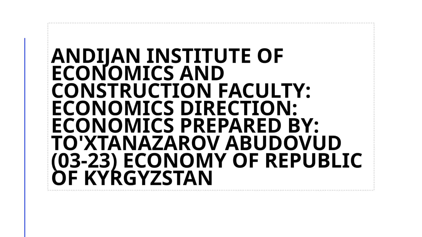 Economy of Republic of Kyrgyzstan