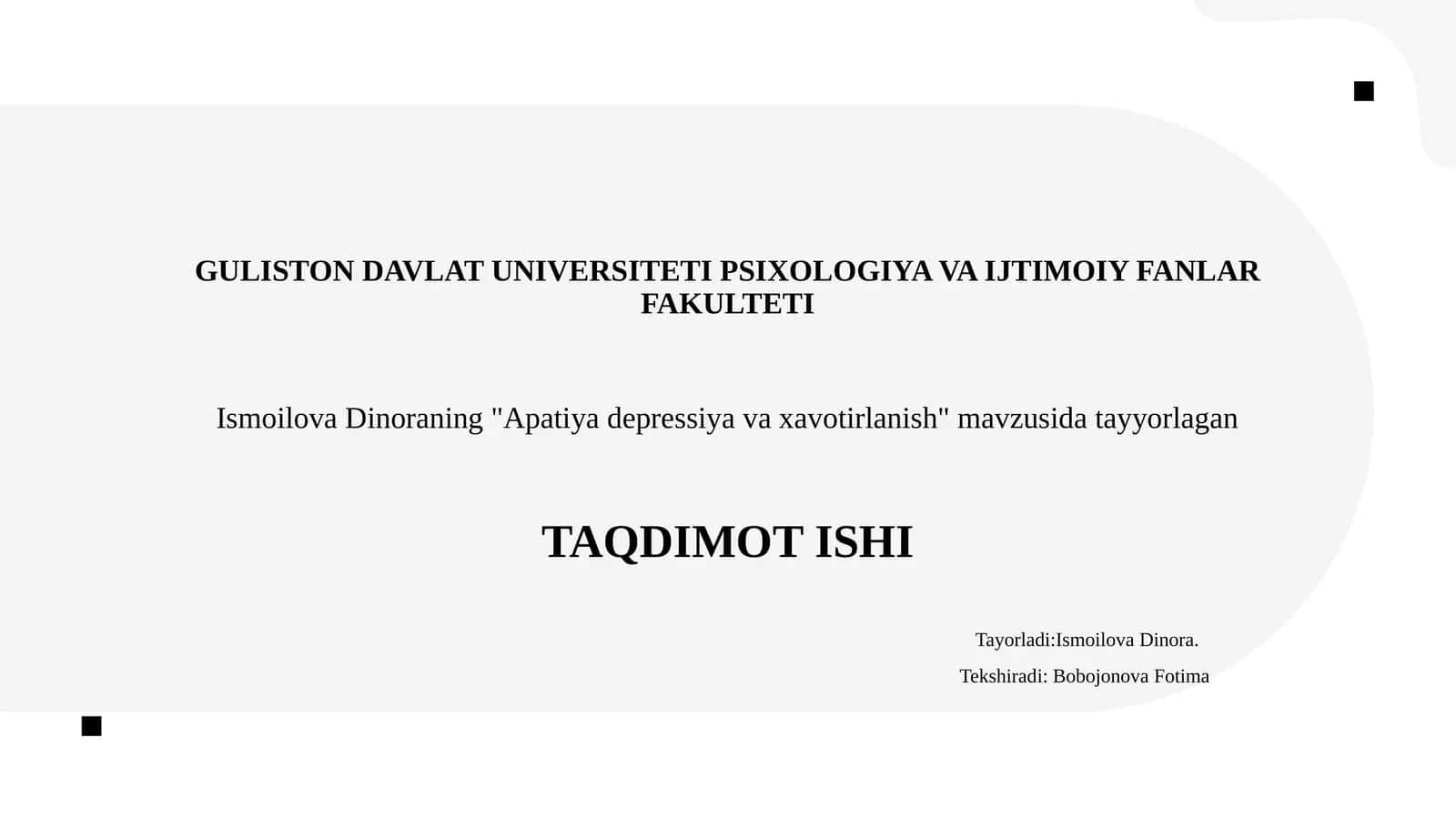 Apatiya depressiya va xavotirlanish