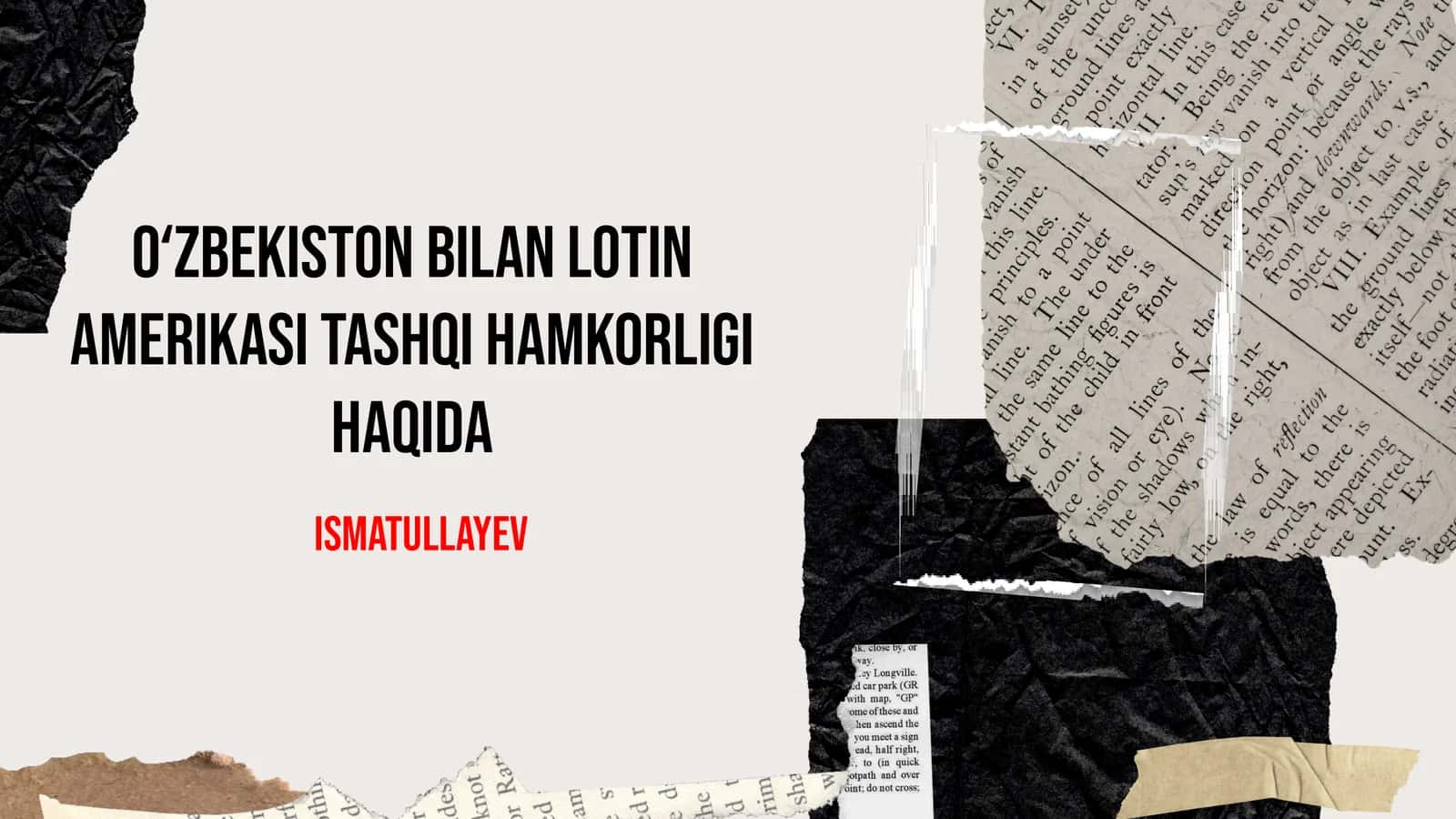 Tashqi hamkorlikning asosiy maqsadlari va istiqbollari