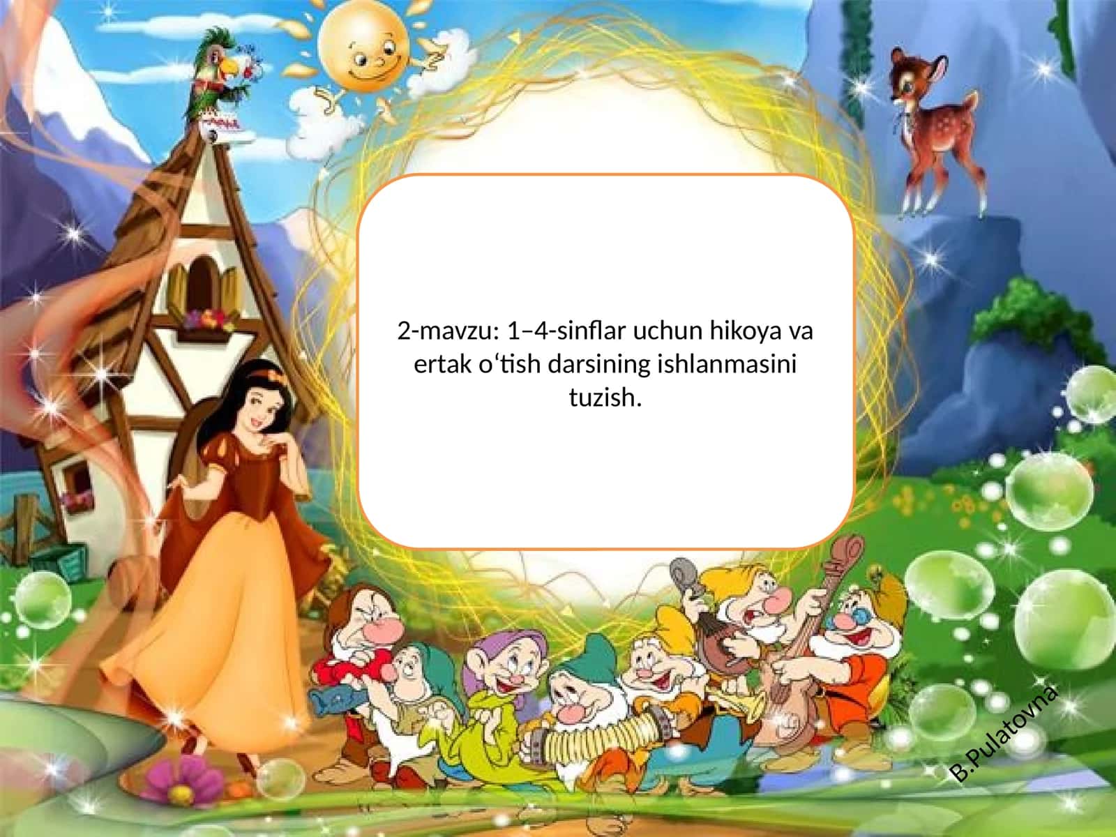 2-mavzu: 1–4-sinflar uchun hikoya va ertak o‘tish darsining ishlanmasini tuzish