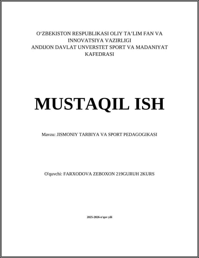 Jismoniy tarbiya va sport pedagogikasi