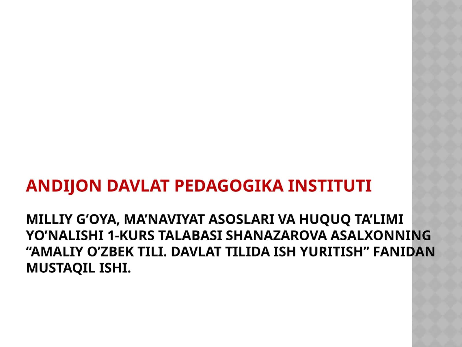 Dalolatnoma,hisobot yaratish usullari