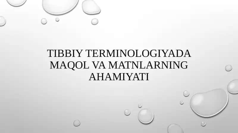 tibbiy terminologiyada maqol va matnlarning ahamiyati