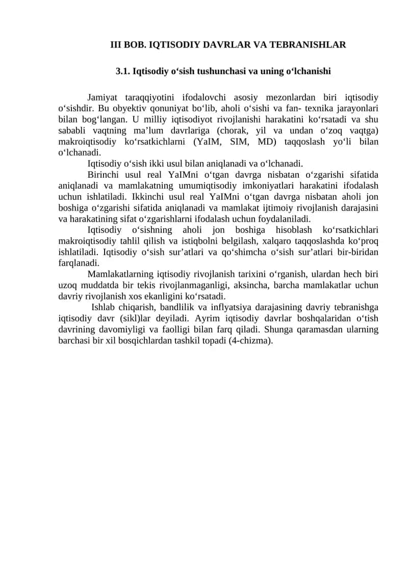 IQTISODIY DAVRLAR VA TEBRANISHLAR