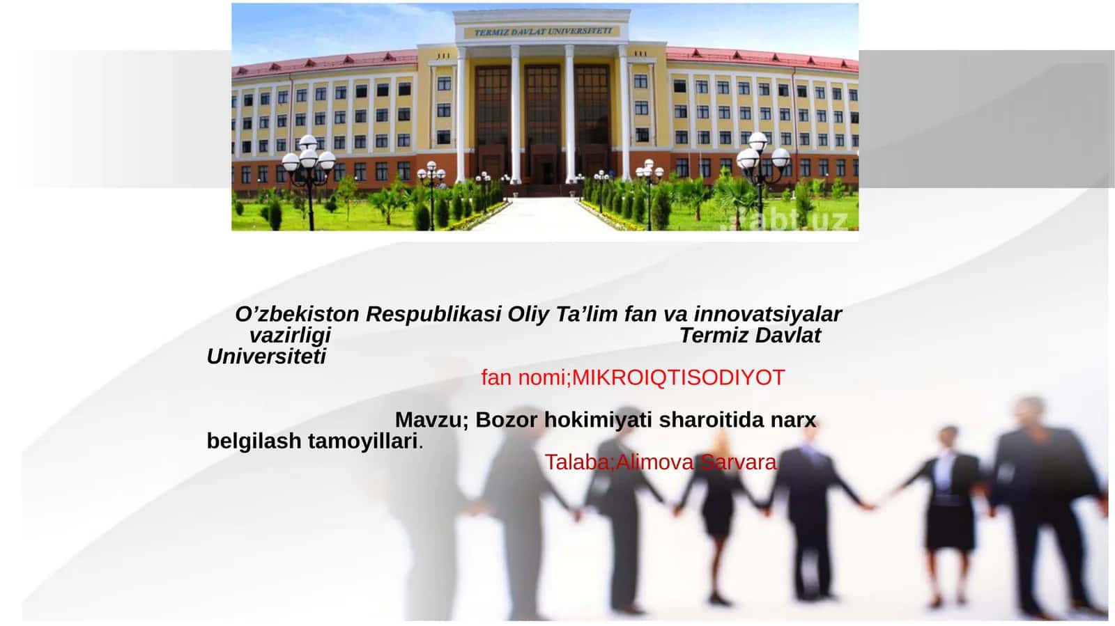Bozor hokimiyati sharoitida narx belgilash tamoyillari.