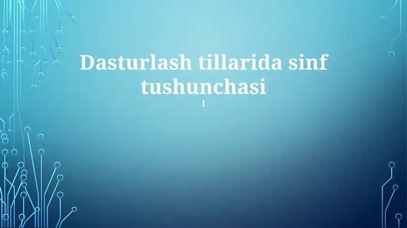Dasturlash tillarida sinf tushunchasi