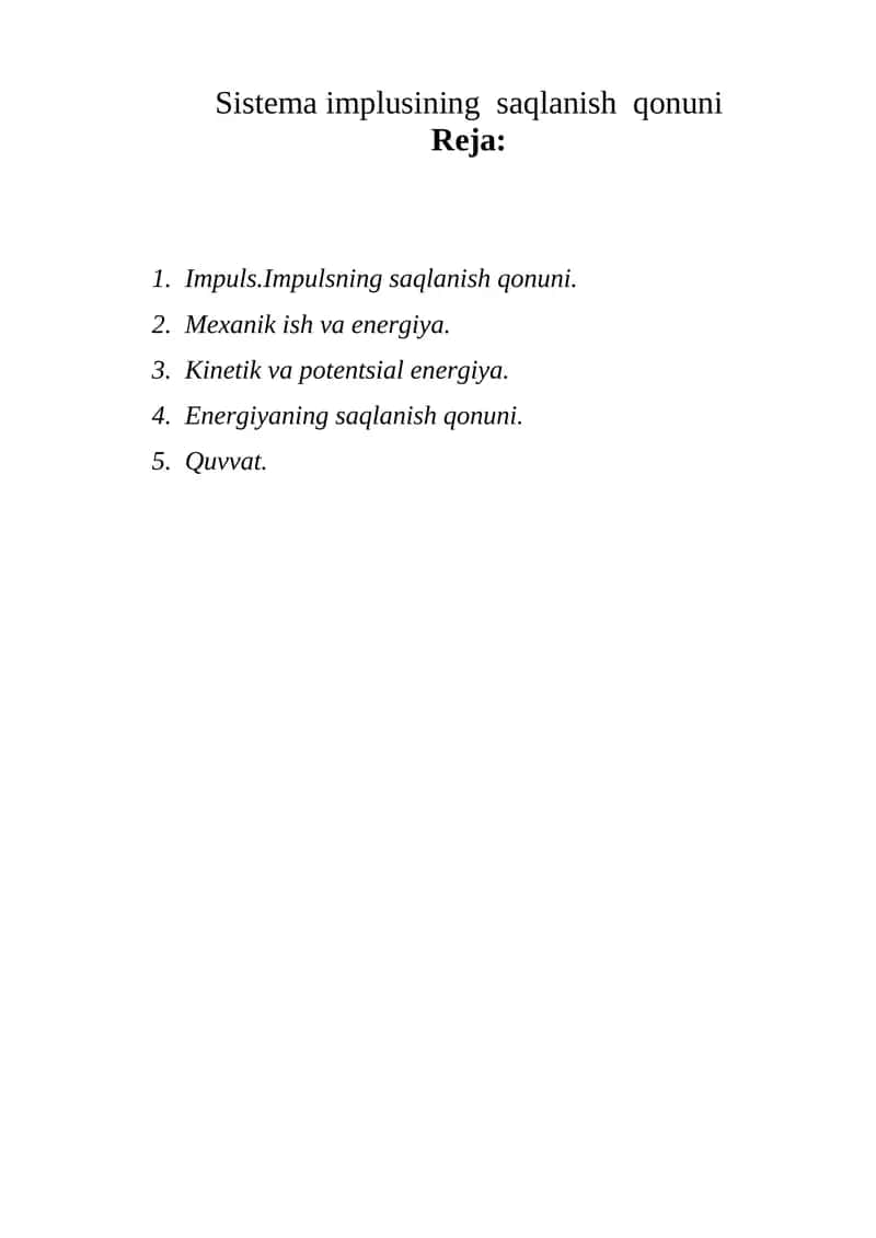 Mustaqil ish (Sistema impulsining saqlanish qonuni .docx )