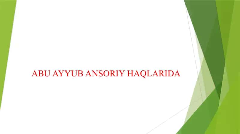 ABU AYYUB ANSORIY HAQLARIDA