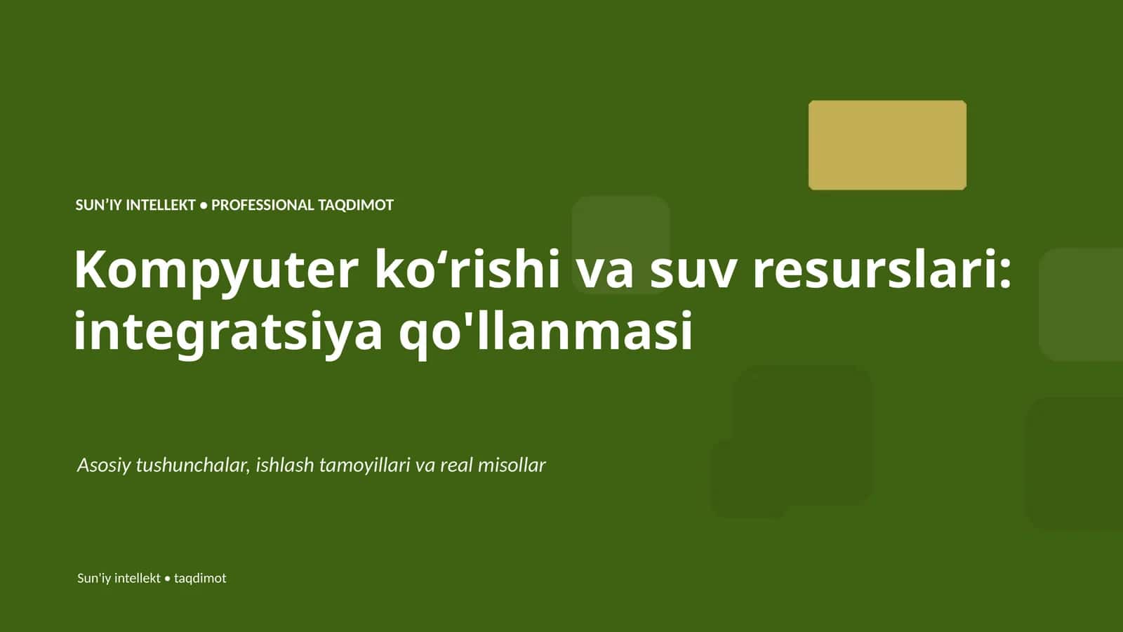 Kompyuter koʻrishi va suv resurslari: integratsiya qo'llanmasi