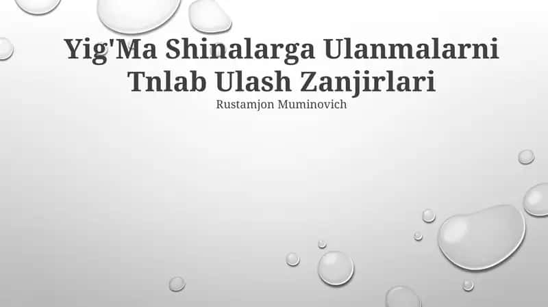 Yig'Ma Shinalarga Ulanmalarni Tnlab Ulash Zanjirlari