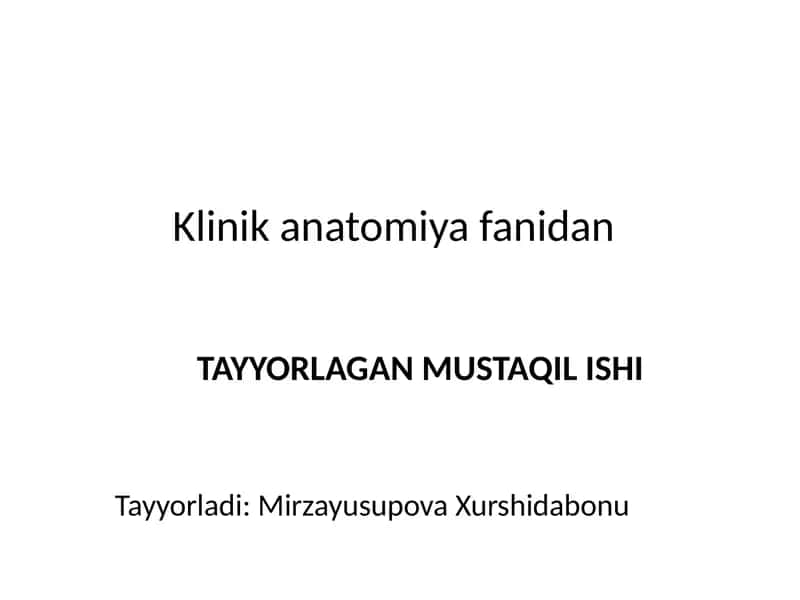 klinik anatomiya fanidan
