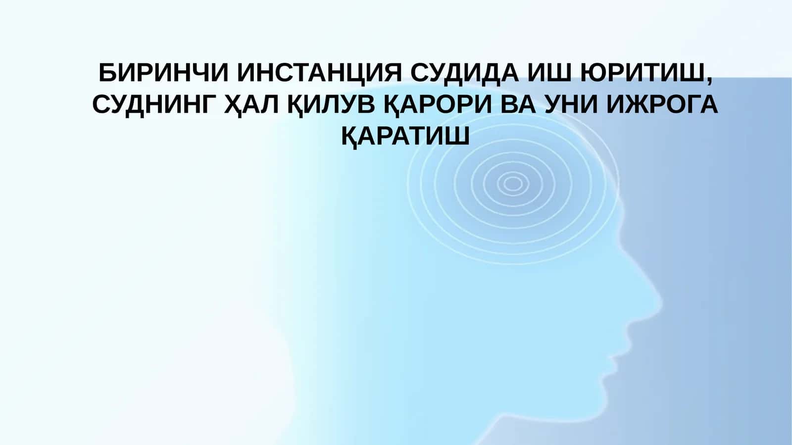 БИРИНЧИ ИНСТАНЦИЯ СУДИДА ИШ ЮРИТИШ, СУДНИНГ ҲАЛ ҚИЛУВ ҚАРОРИ ВА УНИ ИЖРОГА ҚАРАТИШ