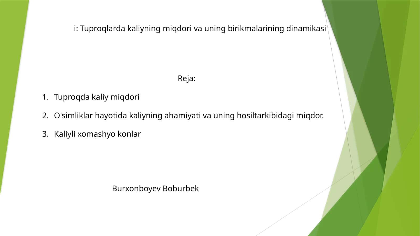 Kaliyning miqdori tuproqda