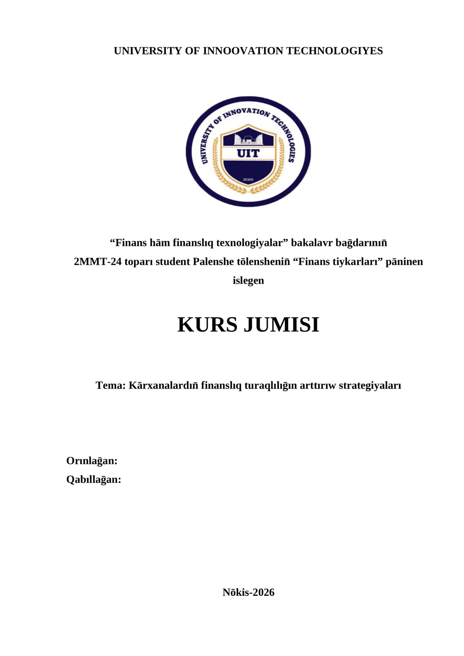 Kārxanalardın̄ finanslıq turaqlılıḡın arttırıw strategiyaları