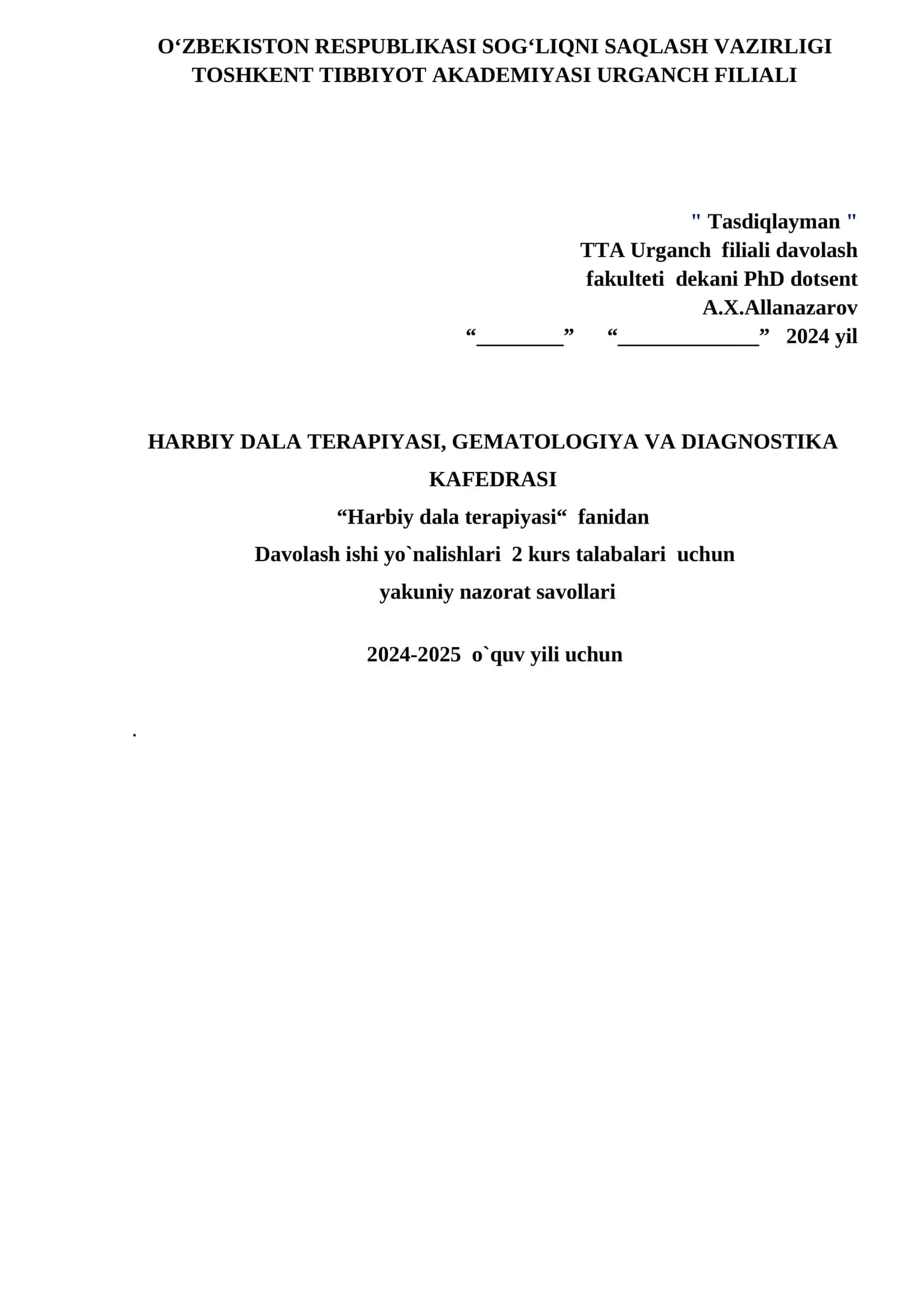 HARBIY DALA TERAPIYASI