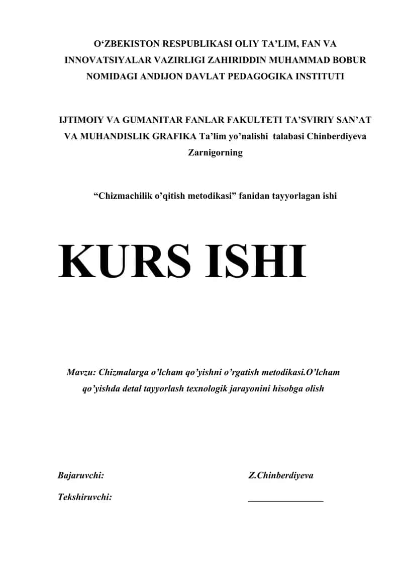 Chizmachilik o’qitish metodikasi
