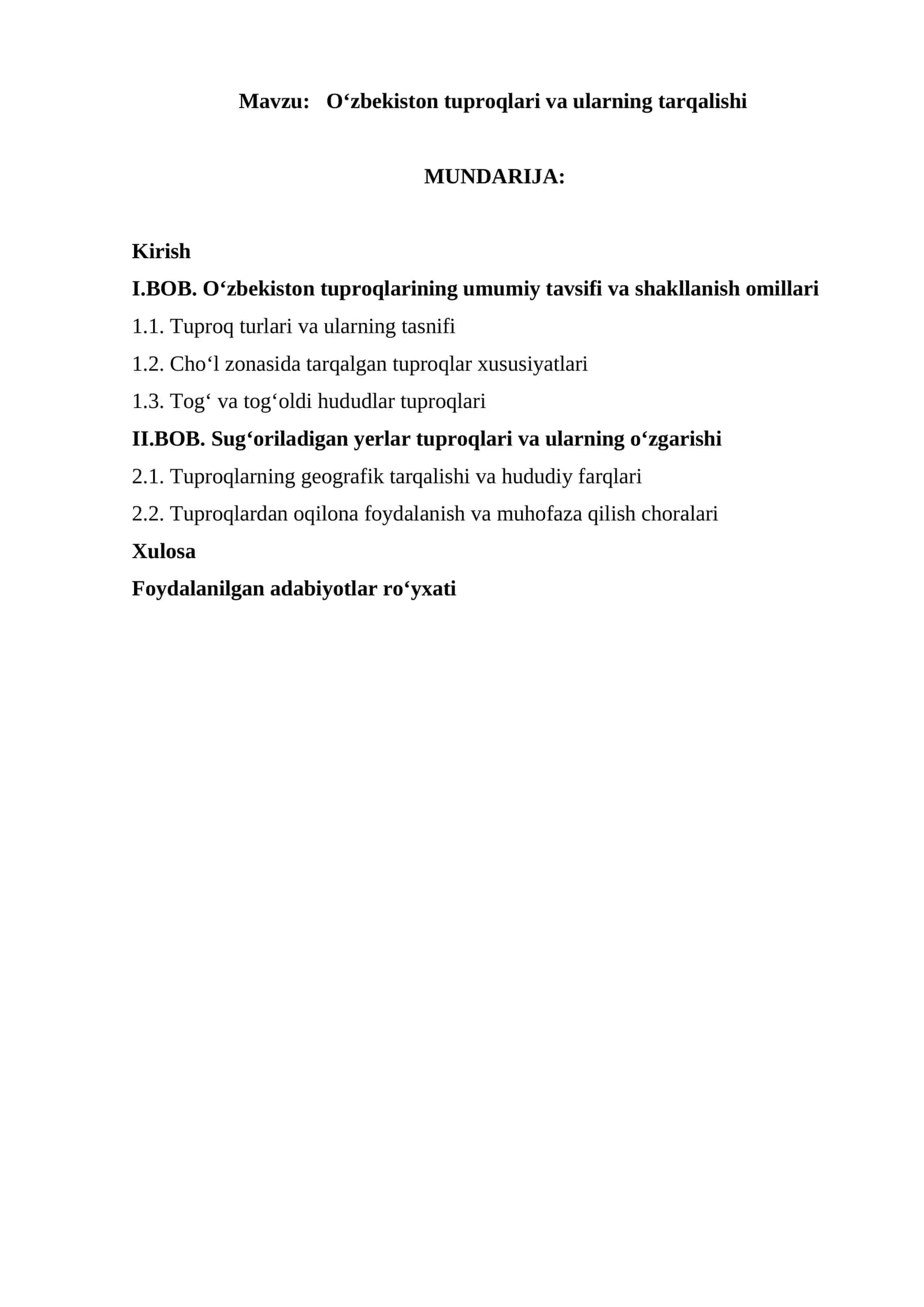 O‘zbekiston tuproqlari va ularning tarqalishi