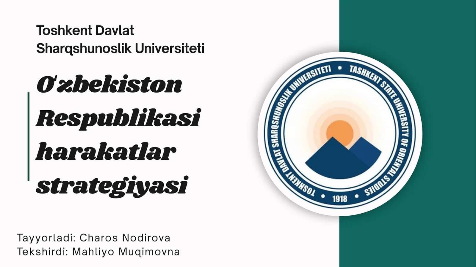 Oʻzbekiston Respublikasi harakatlar strategiyasi