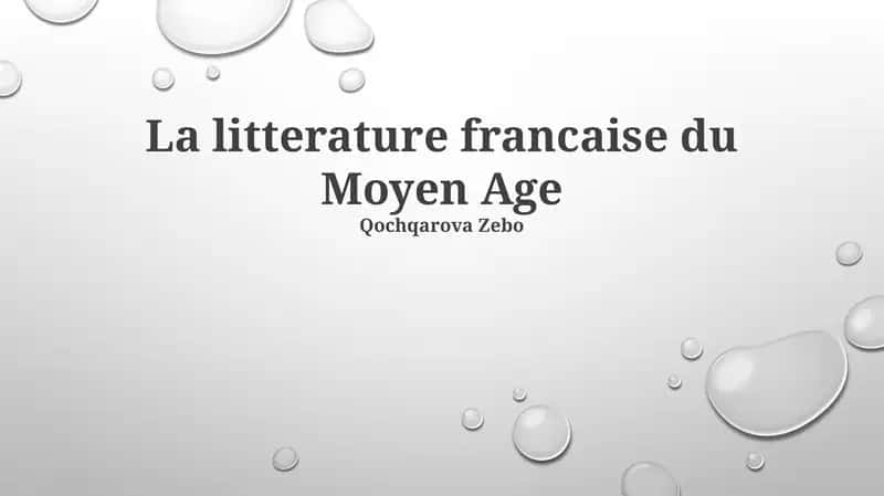 La litterature francaise du Moyen Age