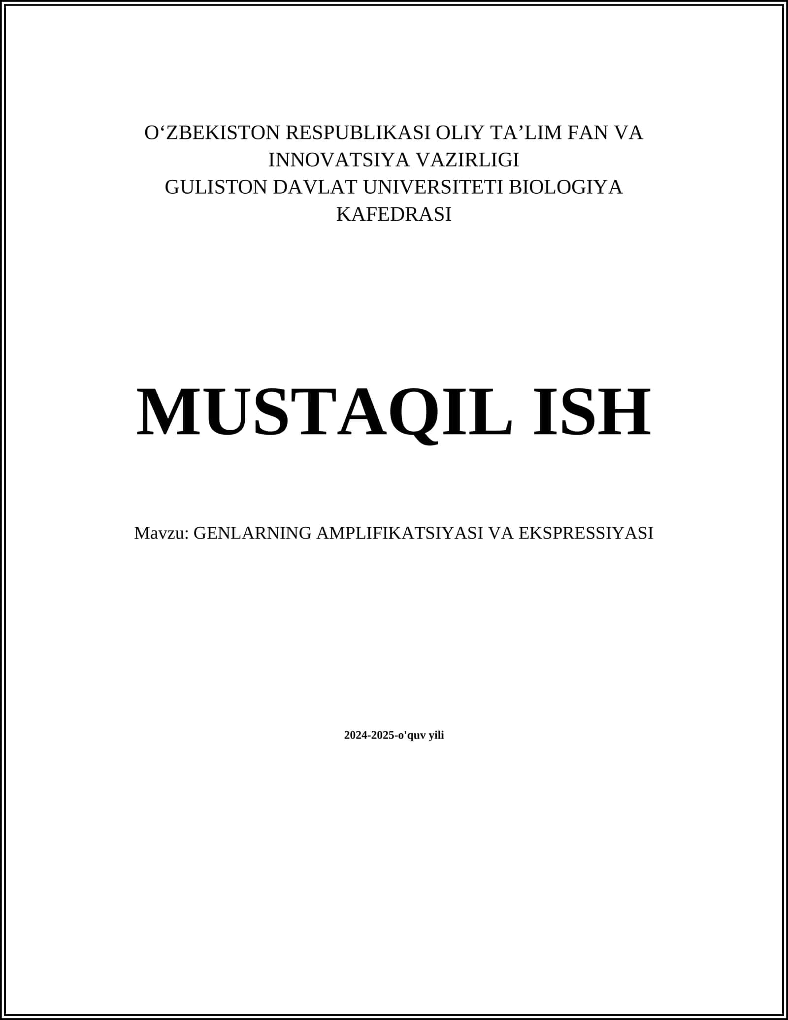 GENLARNING AMPLIFIKATSIYASI VA EKSPRESSIYASI