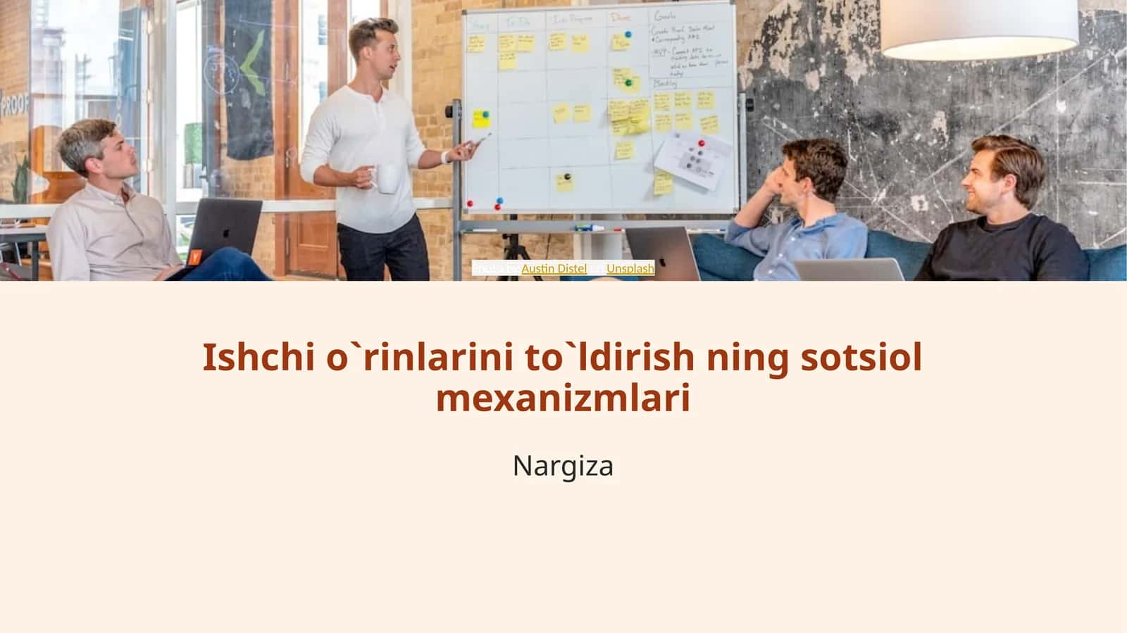 Ishchi o`rinlarini to`ldirish mexanizmlari