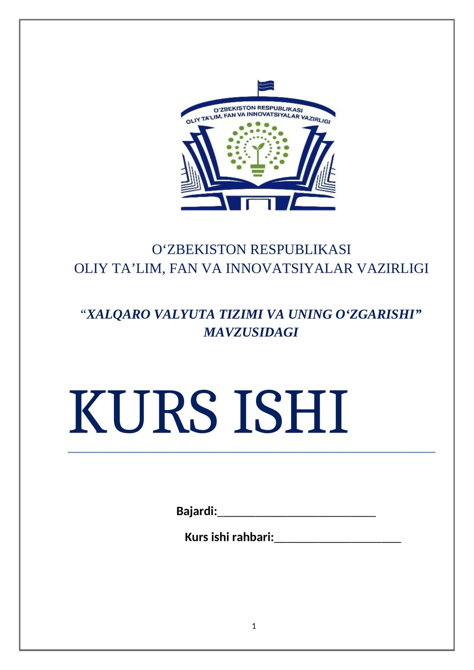 XALQARO VALYUTA TIZIMI VA UNING O‘ZGARISHI