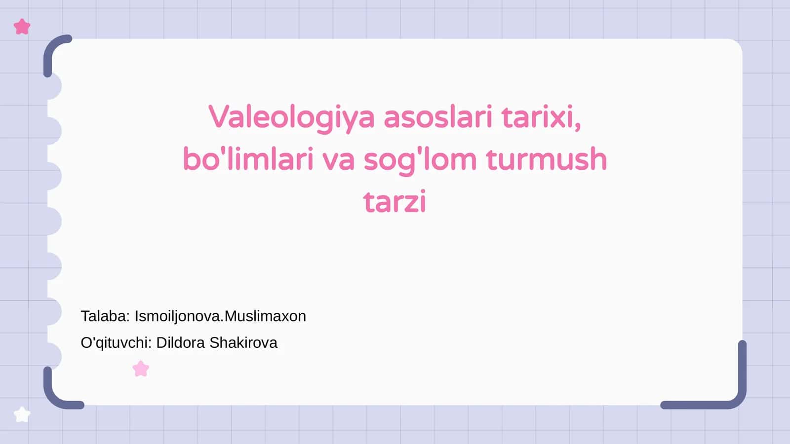 Valeologiya asoslari tarixi, bo'limlari va sog'lom turmush tarzi