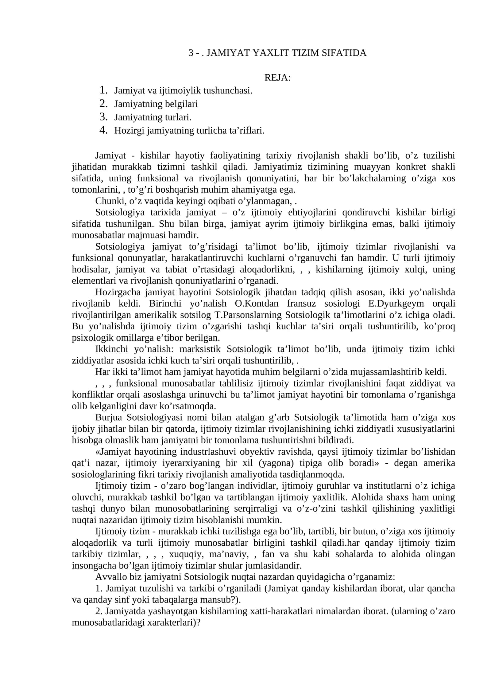Jamiyat Yaxlit Tizim Sifatida