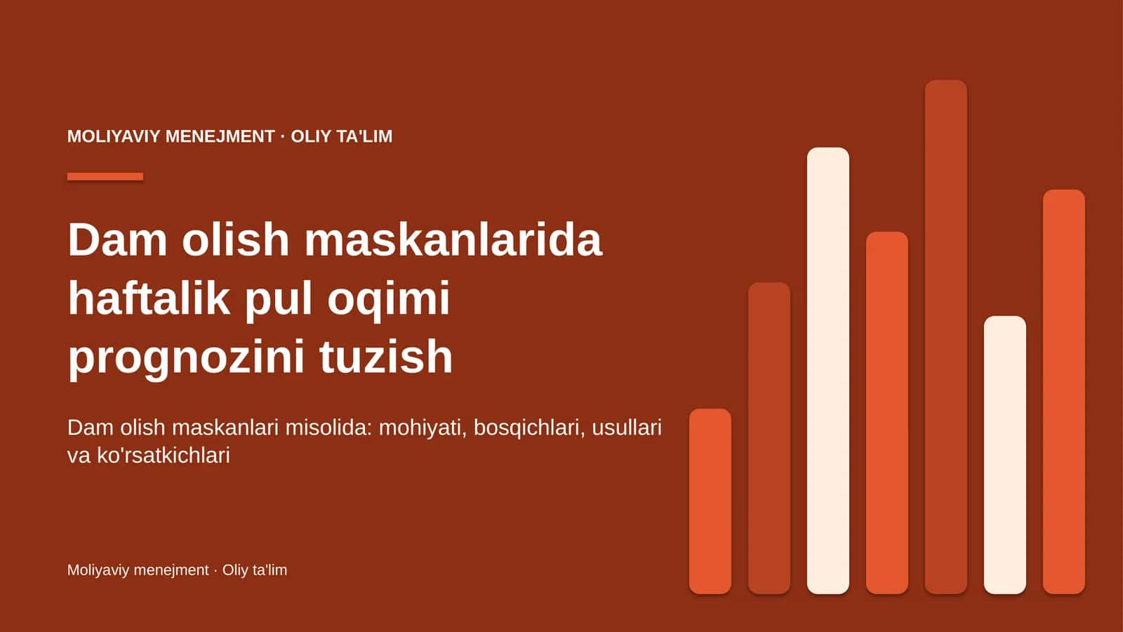 dam olish maskanlarida haftalik pul oqimi prognozini tuzish 9434