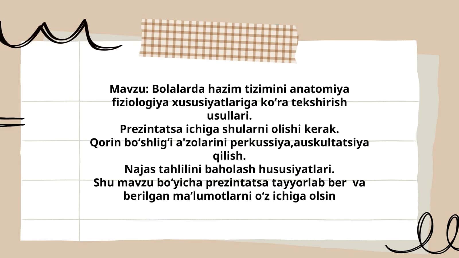Bolalarda hazim tizimini anatomiya fiziologiya xususiyatlariga tekshirish
