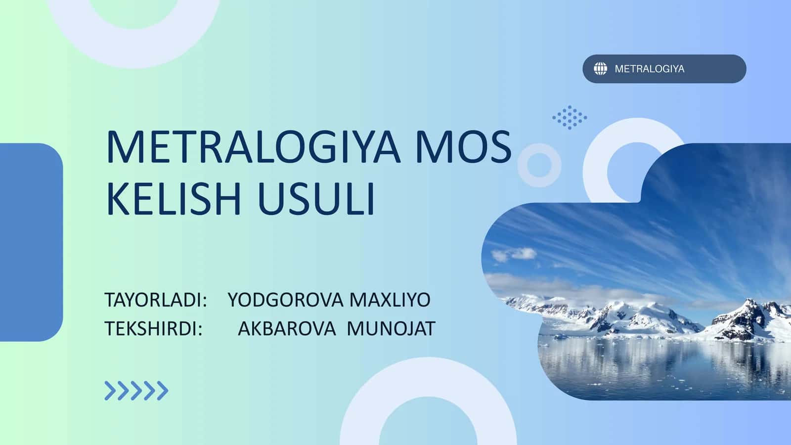 METRALOGIYA MOS KELISH USULI