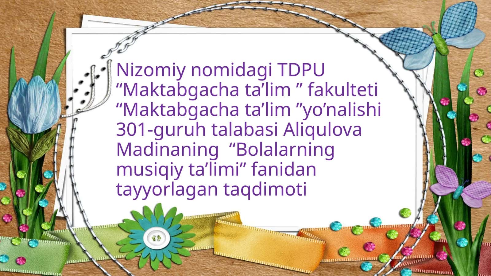 MTTing bolalarga musiqiy ta’lim berishda tarbiyachinig faoliyati