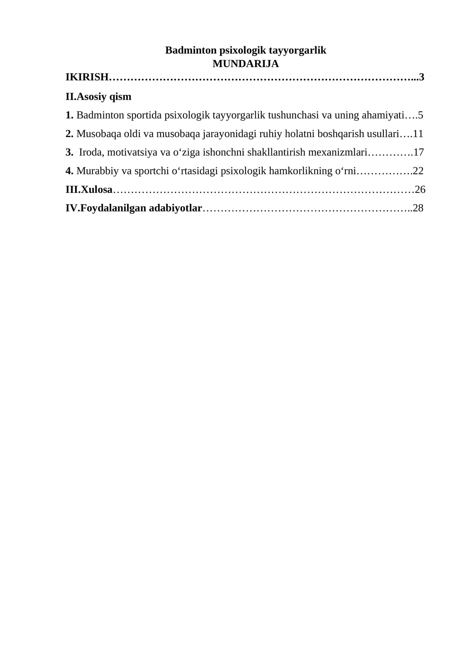 Badminton psixologik tayyorgarlik