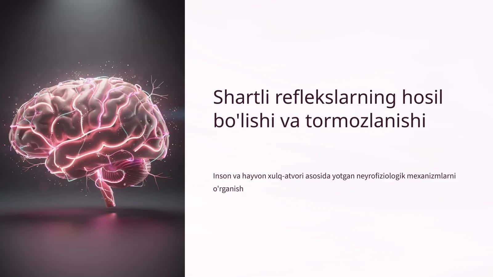 Shartli reflekslarning hosil bo'lishi va tormozlanishi
