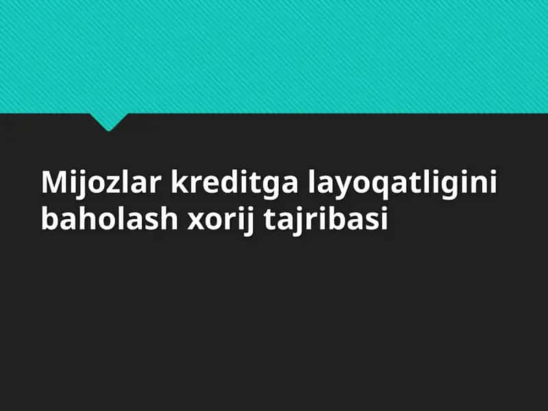 Mijozlar kreditga layoqatligini baholash xorij tajribasi