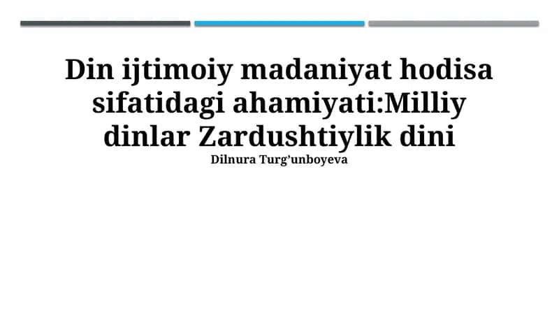 Zardushtiylikning bugungi kundagi holati
