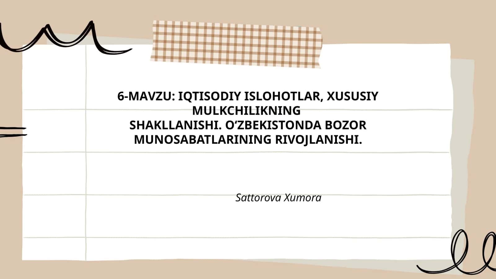 IQTISODIY ISLOHOTLAR, XUSUSIY MULKCHILIKNING SHAKLLANISHI