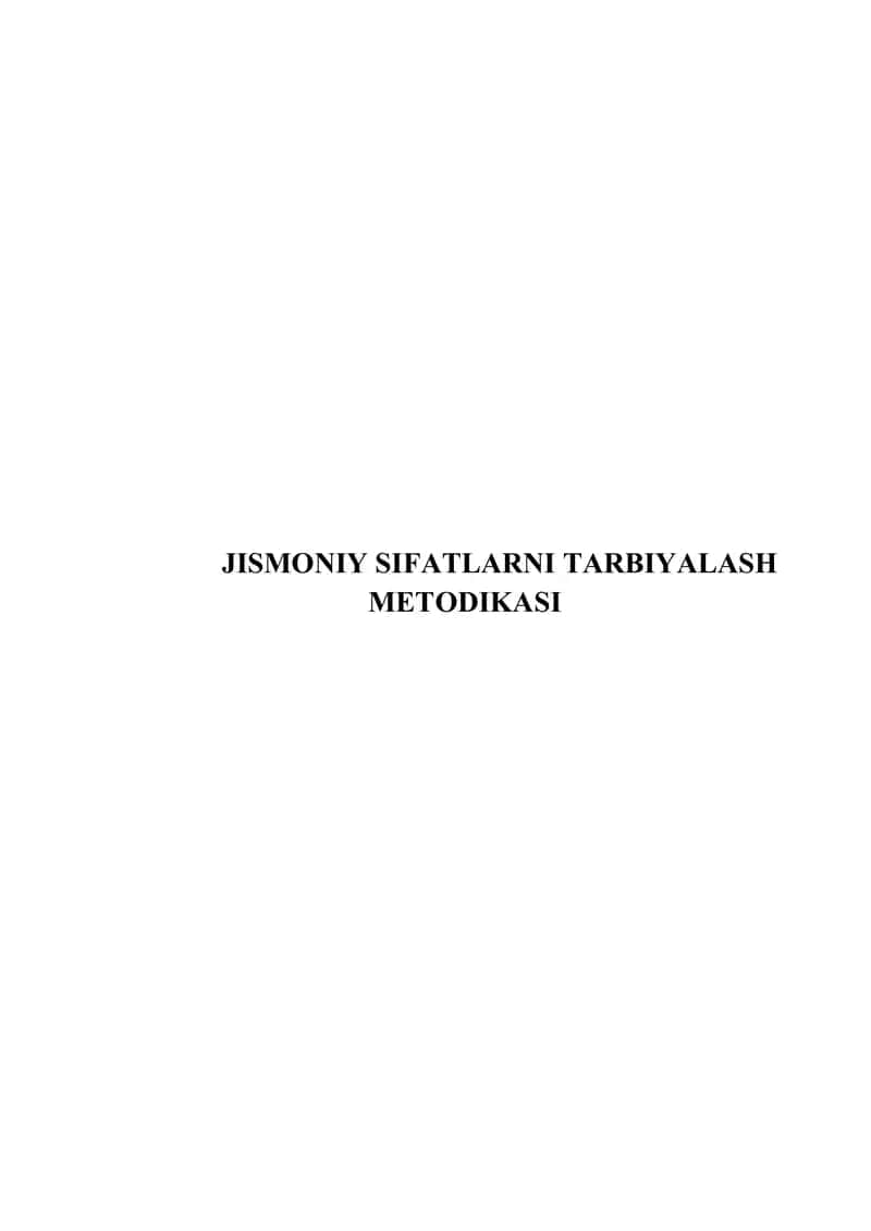 Jismoniy Sifatlarni Tarbiyalash Metodikasi