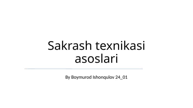 Sakrash texnikasi asoslari