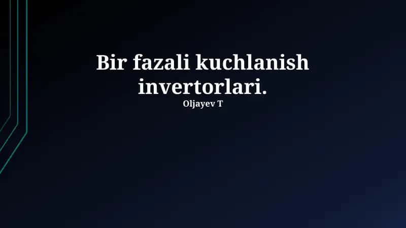 Bir fazali kuchlanish invertorlari