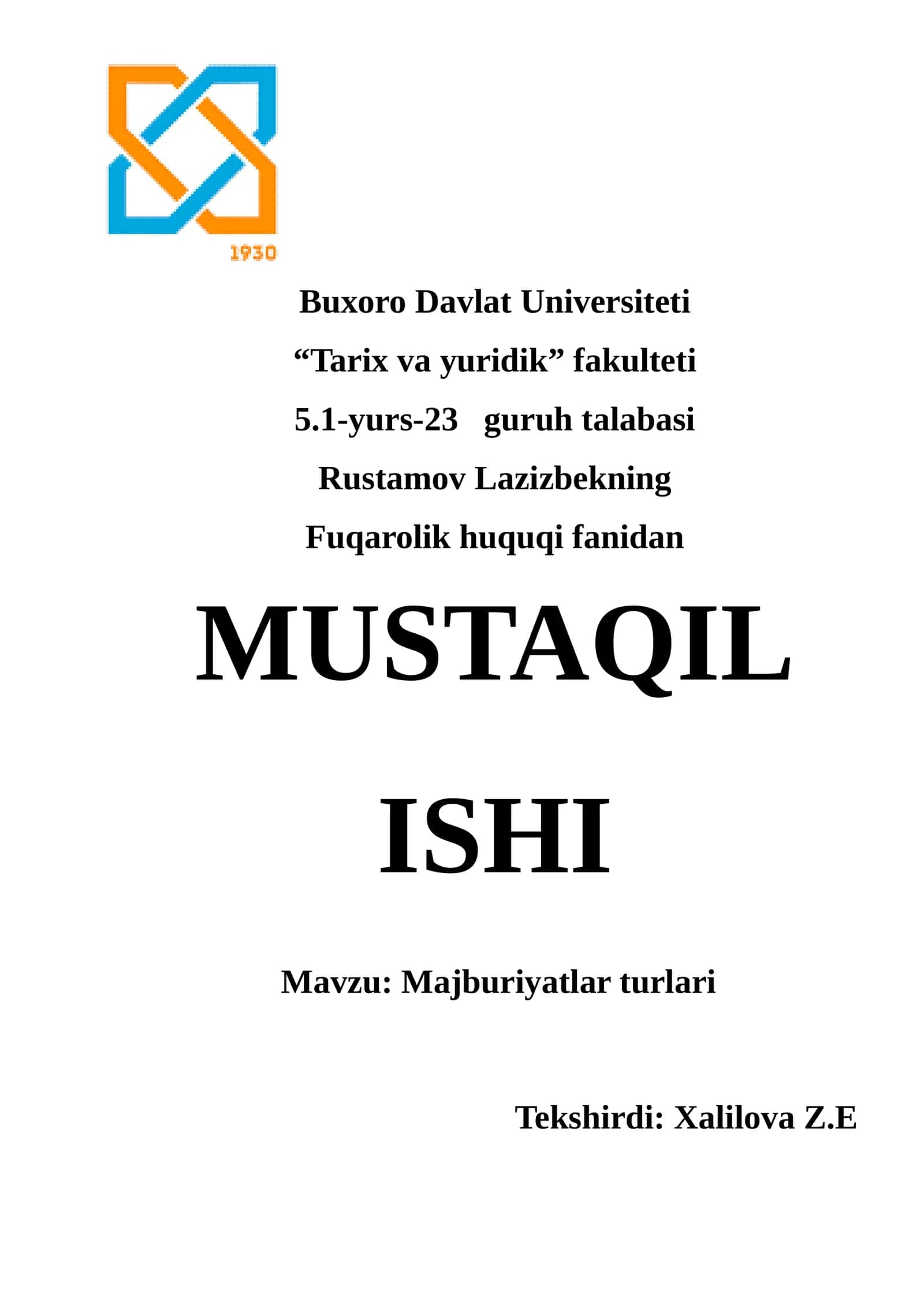 Majburiyatlar turlari