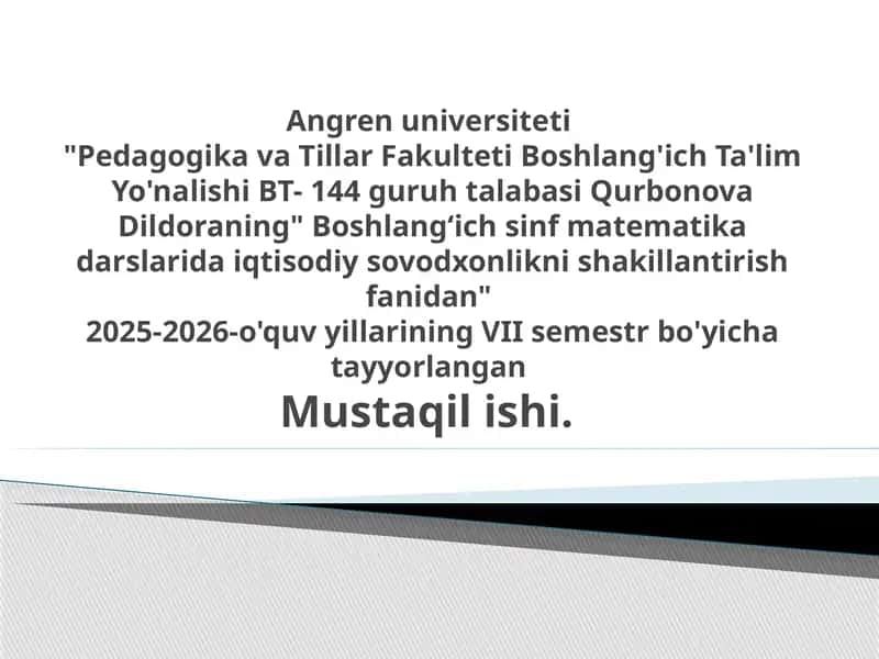 Boshlang'ich sinf matematika darslari