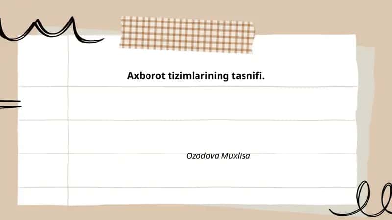 Axborot tizimlarining tasnifi